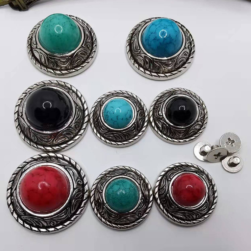 Wholesale cross-border fire machine set luggage accessories alloy cloth buckle handmade DIY20MM small pattern turquoise cloth buckle