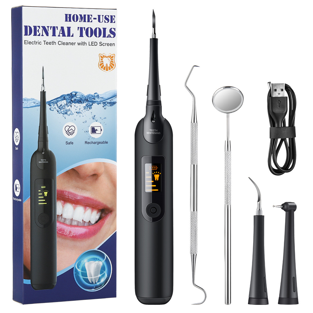 Cross-border intelligent electric dental cleaner LED luminous 5-speed mode dental cleaning and beauty instrument household portable dental cleaner