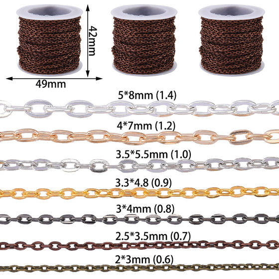 DIY jewelry accessories multi-specification metal flattened cross chain O-chain bracelet necklace jewelry chain pendant chain
