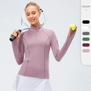 Women's Autumn and Winter Yoga Long-sleeved Fitness Clothes Slim-fit Slimming Running T-shirt Top Quick-drying Sports Sweatshirt 12521