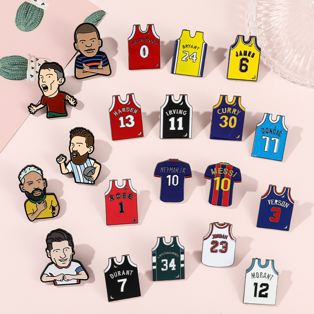 Cross-border Hot Sale Football Star Metal Badge World Cup Manchester United Series Brooch Brooch Cartoon Star Clothes