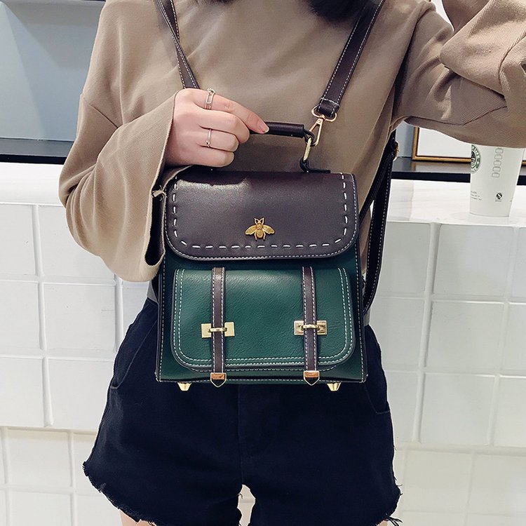 Women's bag backpack Korean style 2021 new contrast color PU mini multi-purpose Women's Small backpack fashion shoulder bag