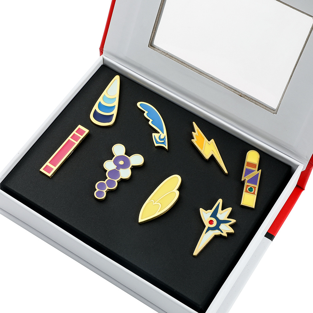 Cross-border Hot Selling Pokémon Metal Badge Pokémon Set Exquisite Box Gift Pin Cartoon Brooch