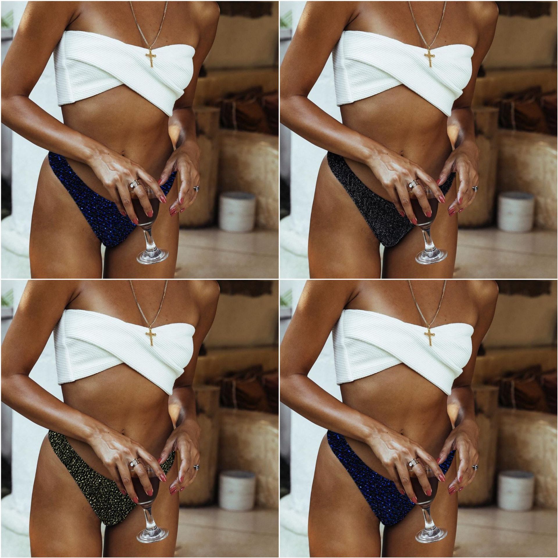 Cross-border Women's split swimsuit flash irregular bikini sexy stitching bikini9128