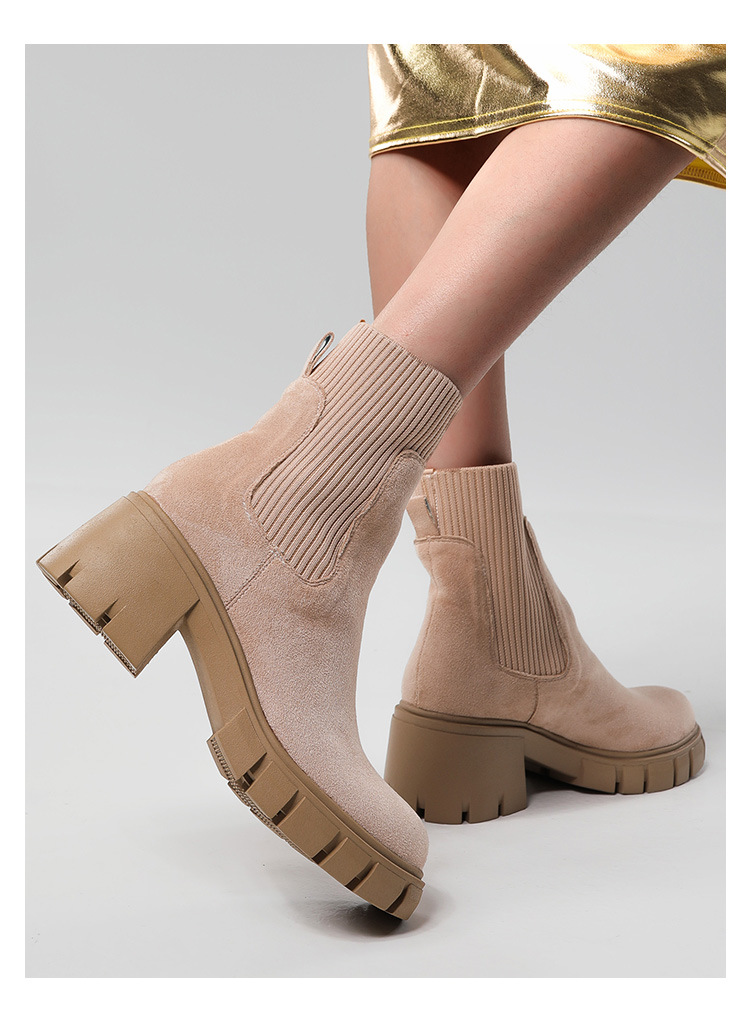 Jesenski in zimski novi nogavični škornji, tujetrni škornji, ženski škornji iz leta 2024 z debelo peto in debelim dnom, ženski gležnjarji velike velikosti za ženske_voghion.com