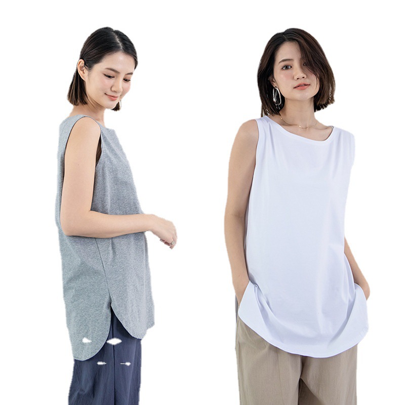 Spring, autumn and summer casual youth white suit collarless in stock inner vest plus size Japanese arc loose