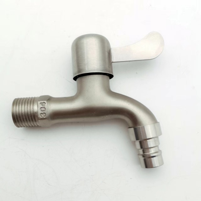 Imitation 304 stainless steel wire drawing washing machine faucet 1/2 quick opening 4 points balcony wall water nozzle faucet