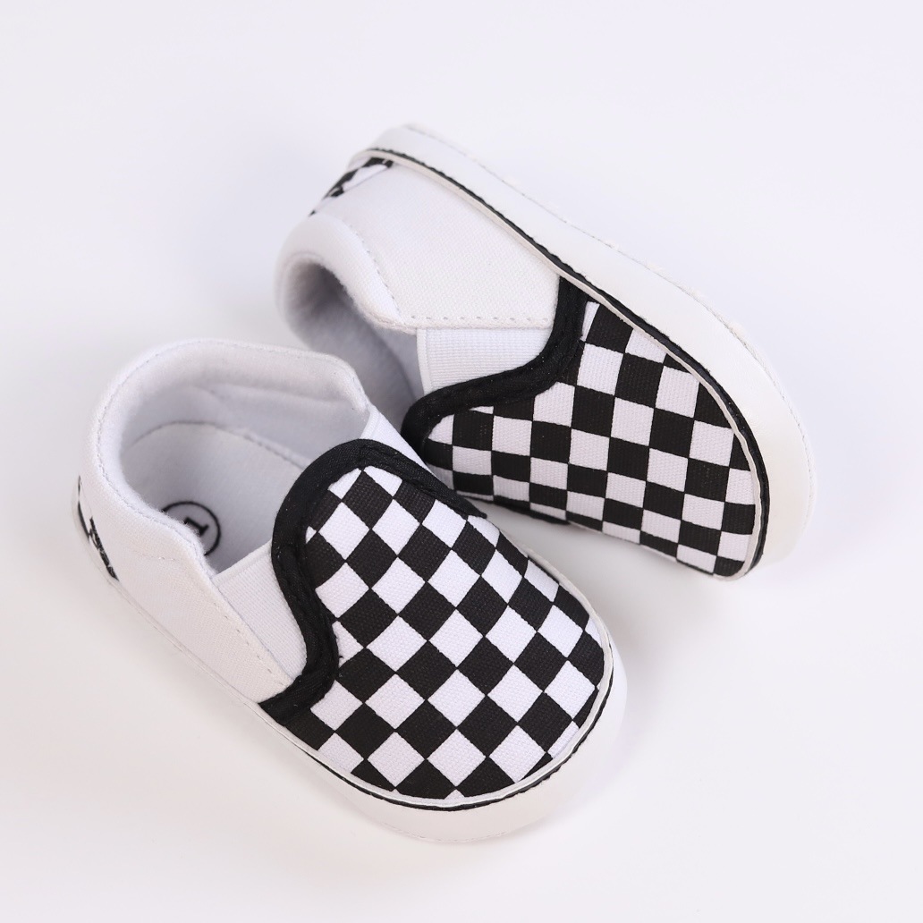 No gender baby toddler shoes fashion Plaid baby first pair of step shoes comfortable lightweight slip-on shoes