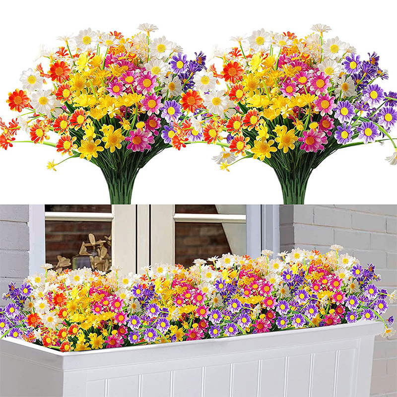 Cross-border artificial flower Daisy UV-proof colorfast plastic plant home decoration window outdoor plastic flower