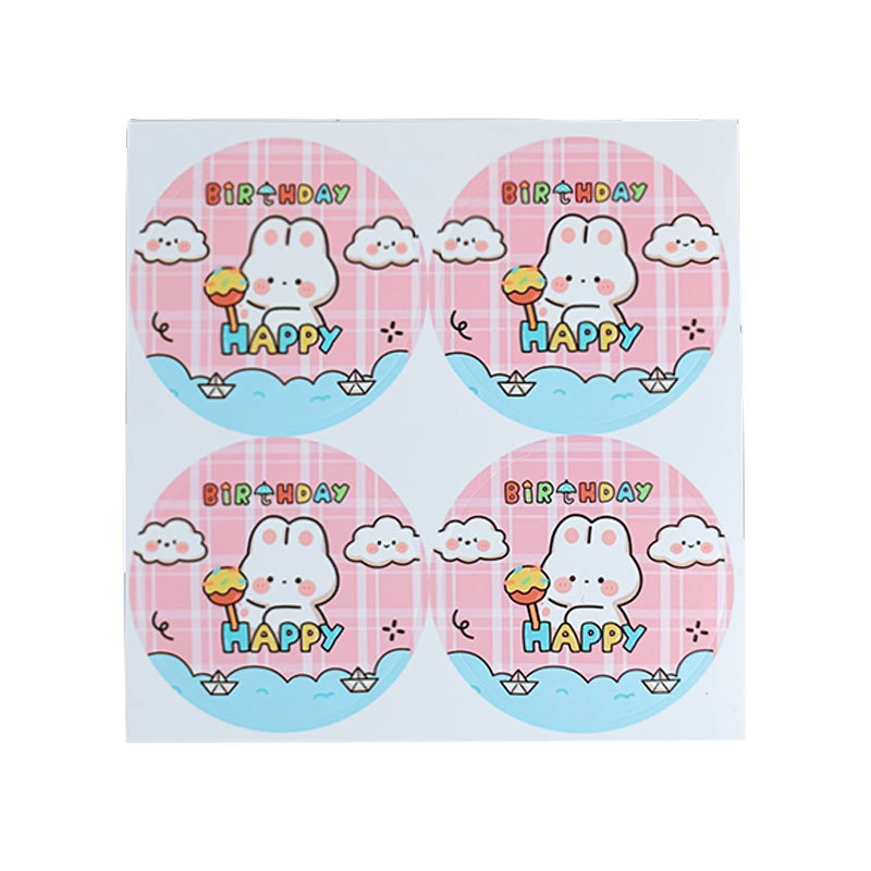 Original cartoon rabbit round adhesive sticker waterproof sticker card delivery gift sealing sticker packaging Express material sticker