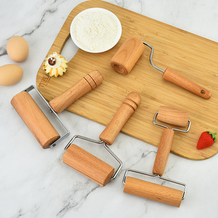 Factory wholesale Beech rolling pin double-headed wooden flour dumpling wrapper roller rolling pin hand-held baking utensils