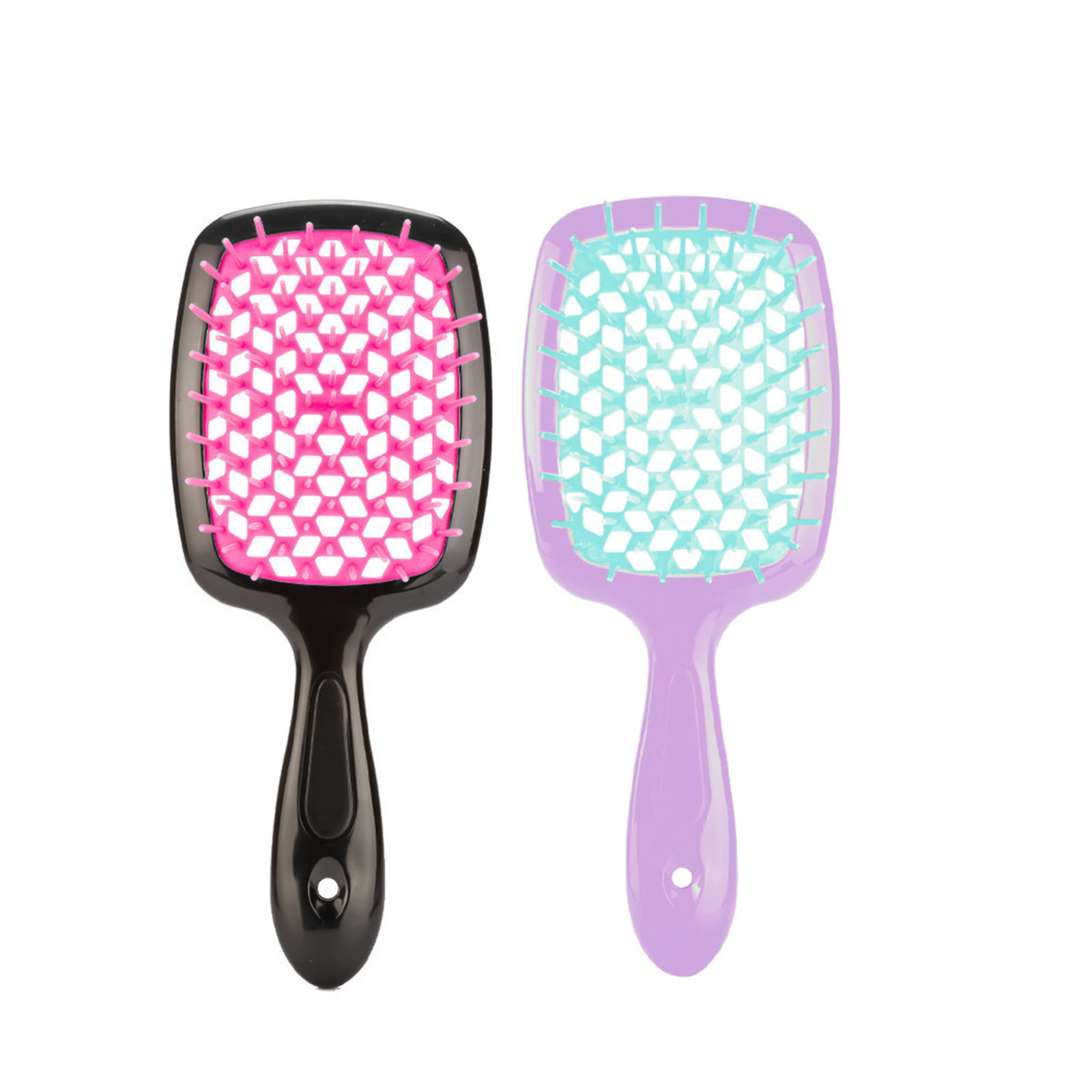 Hairdressing fluffy square hollow comb cross-border hot sale grid comb color stitching massage comb fluffy shape hair comb