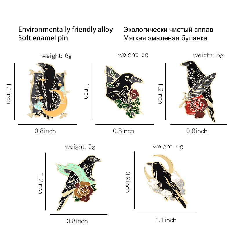 Foreign trade new jewelry animal series alloy brooch creative cartoon crow flying shape paint badge wholesale