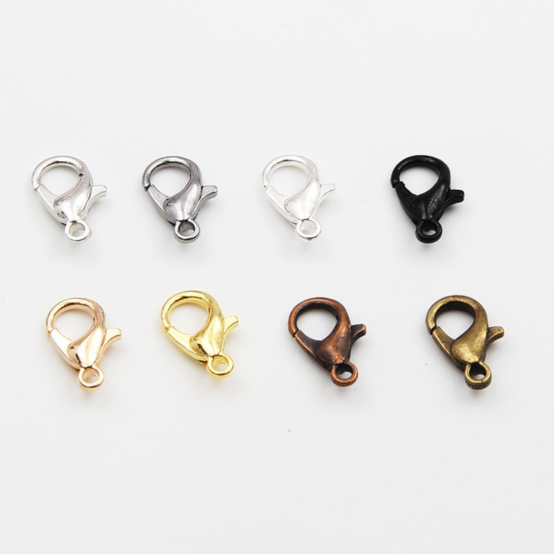 diy in stock multi-color multi-specification alloy electroplated lobster clasp metal beaded jewelry accessories connecting lobster clasp