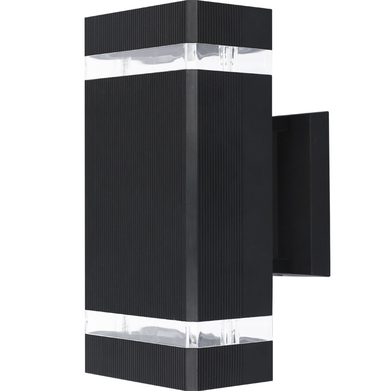 e27 lamp holder rectangular upper and lower luminous double-headed outdoor wall lamp shell stair aisle Villa double-headed square tube wall lamp