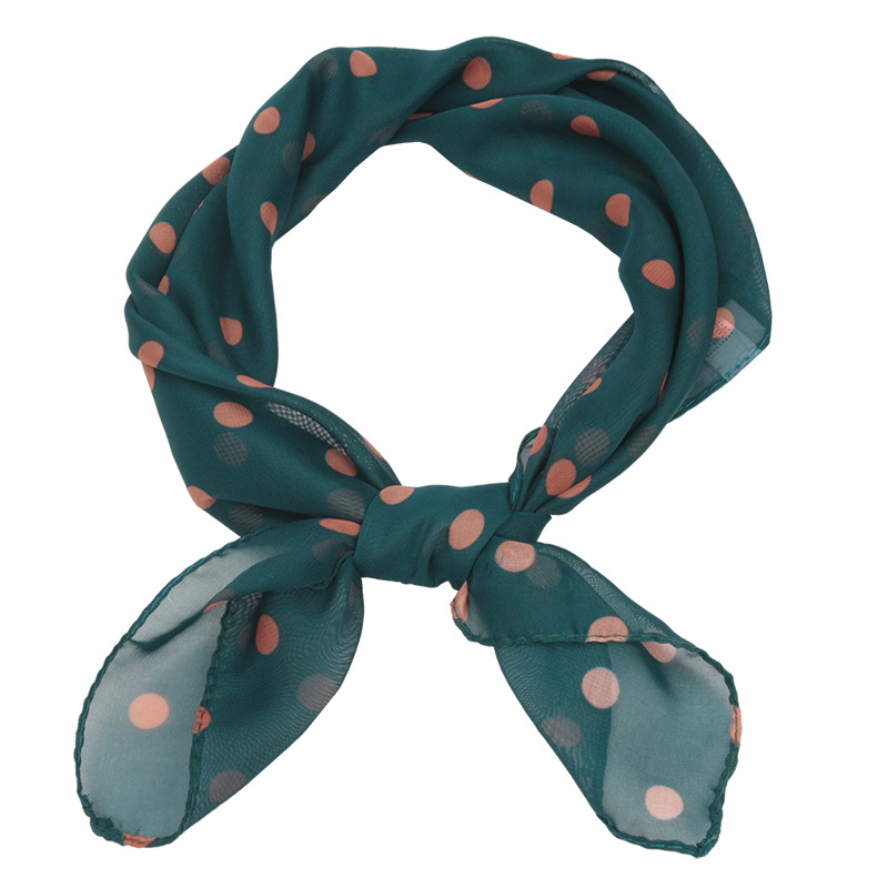 Spring All-match Polka Dot Small Square Scarf Retro Fashion Printed Silk Scarf Women's Neck Protection Square Scarf New Sunscreen Scarf