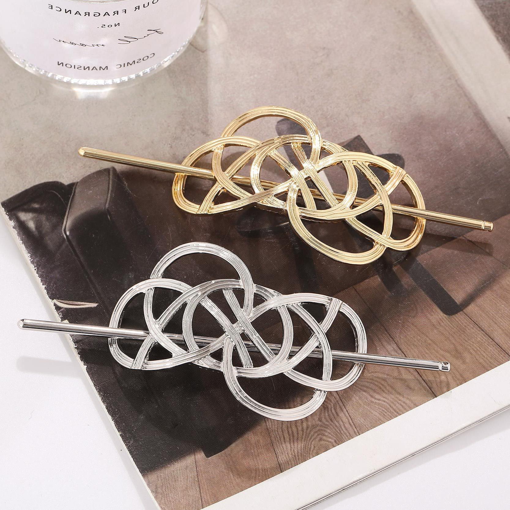 Cross-border exaggerated headdress supply lines interspersed with concave hollow retro hairpin European and American foreign trade jewelry