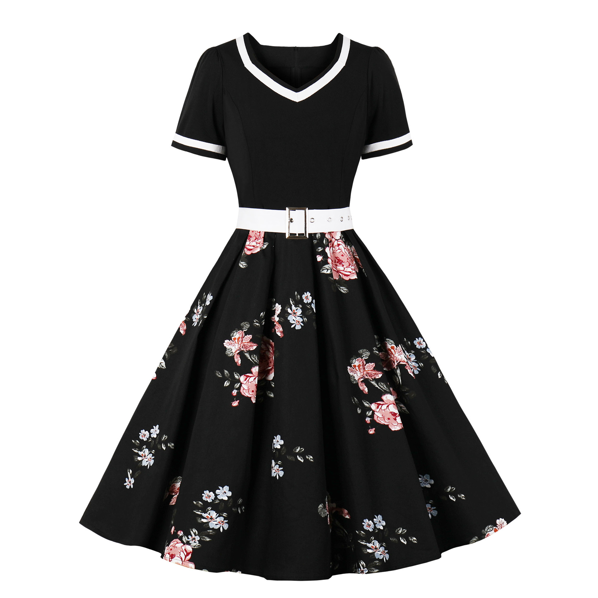 2022 Amazon European and American Retro Printed Dress 1637