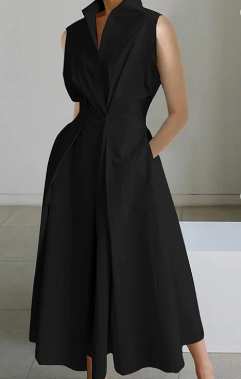 European and American cross-border dress 2024 Summer new commuter fashion solid color V-neck women's button large swing dress