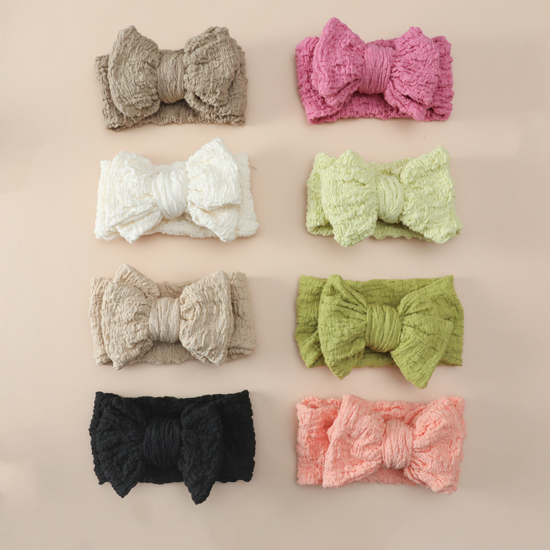 DIY Oversized Bow Children's Hair Band High Elastic Zou Cloth Baby's Wide Edge Double Tie Headband Baby Headwear