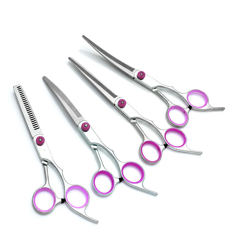 Factory direct pet beauty scissors professional dog hair trimming straight shear curved shear Teddy hair cutting row comb set