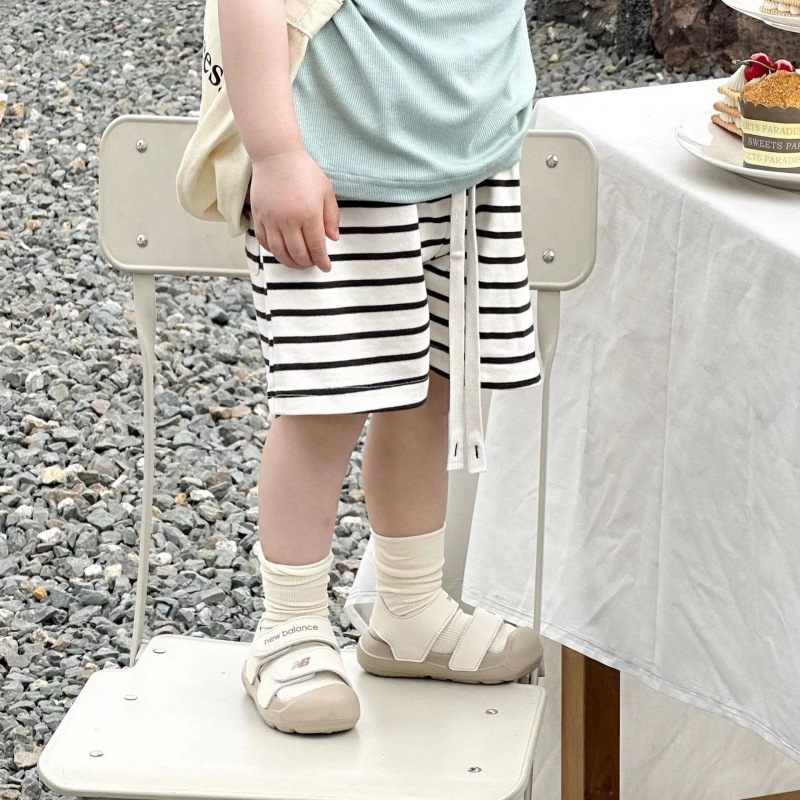 New Summer Children's Shorts Large Children's Breathable Thin Striped Five-point Pants for Boys and Girls Baby Casual Fashion Pants