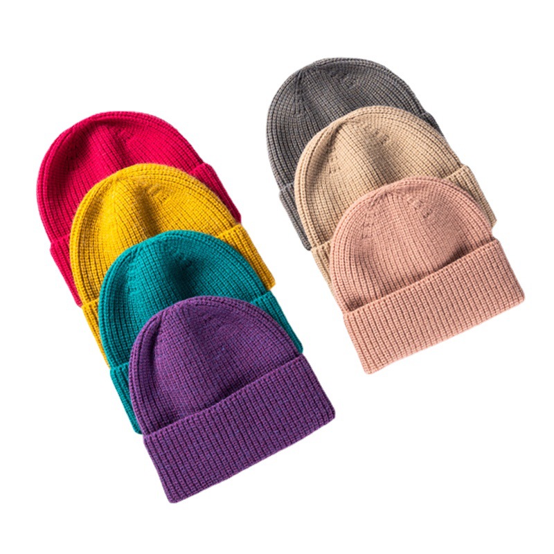 2023 autumn and winter Korean version of wool hat women's warm light plate solid color knitted hat men's loose foreign trade winter hat manufacturers wholesale