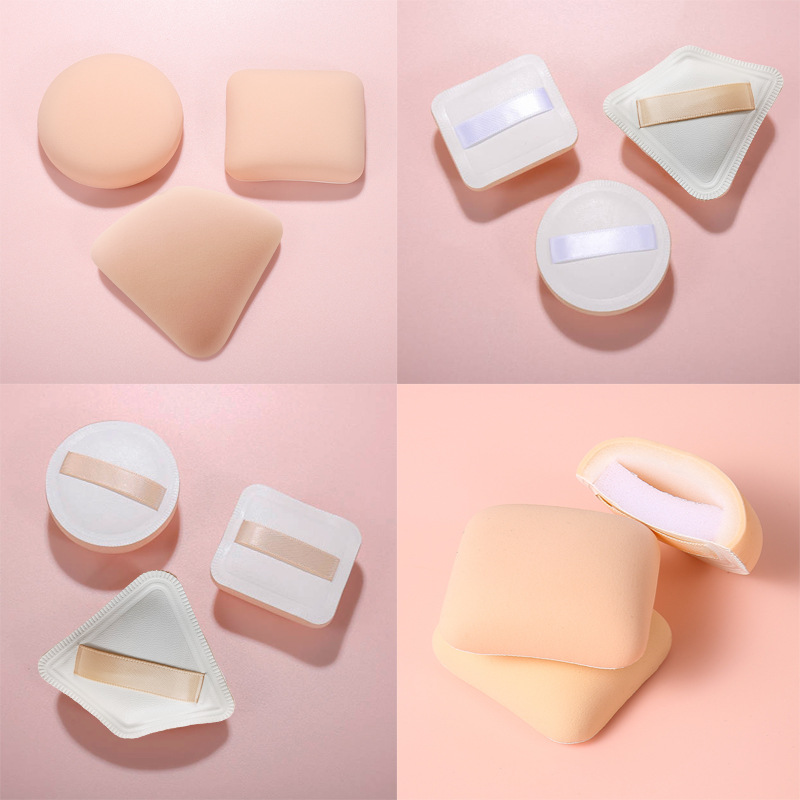 Non-Latex Fan Air Cushion Sponge Boxed No Powder Makeup Foundation High Glow Blush Triangle Marshmallow Powder Puff