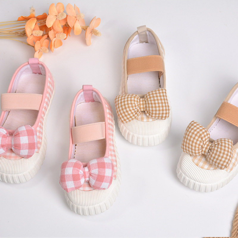 Foreign Trade Spring New Bow Baby Children's Canvas Shoes Korean Style Foot Girls' Children's Kindergarten Children's Shoes