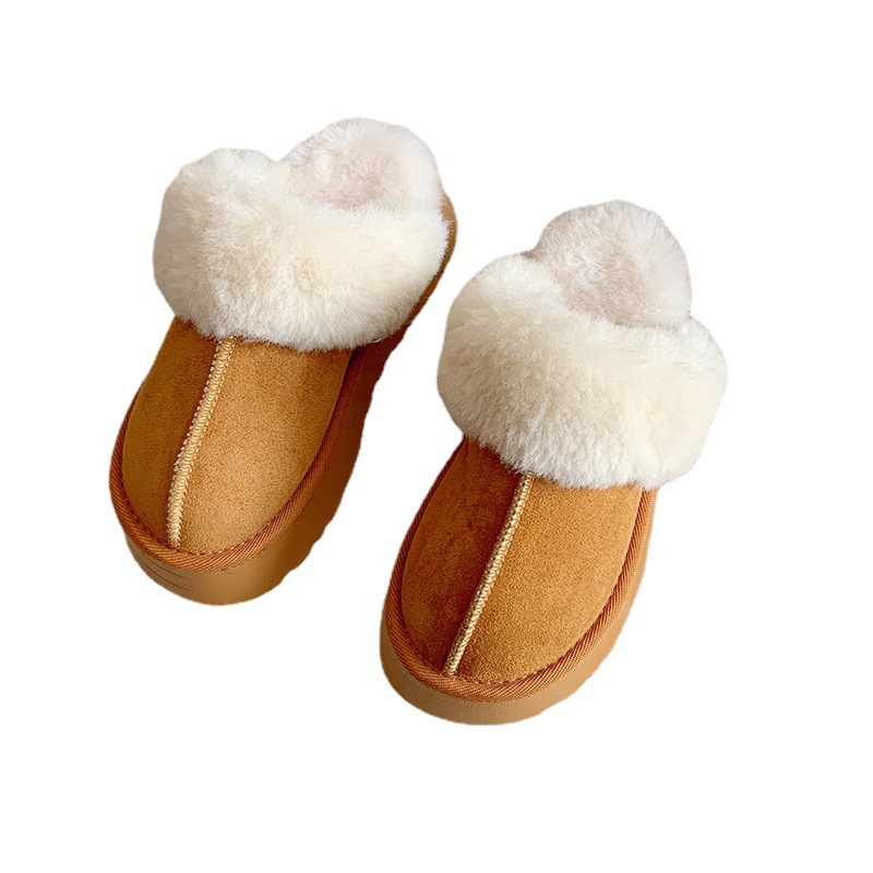 Baotou Mao Mao slippers women's outer wear 2022 new fur one thick-soled household shoes non-slip flat cotton-padded shoes_voghion.com
