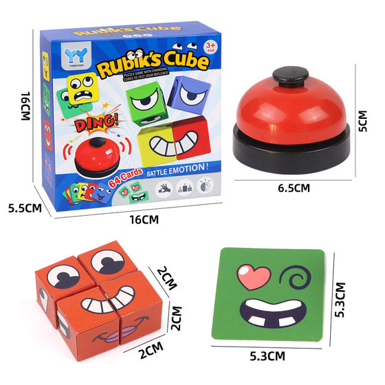 Cross-border Face-changing Rubik's Cube Children's Early Education Educational Toys Parent-child Interactive Fun Desktop Games Smiley Expression Building Blocks