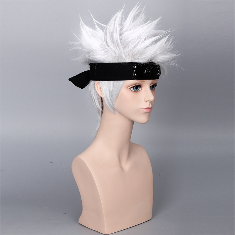 Master Shengda Banner Muka Kakashi Wig Naruto Rushover Ninja Anime Wig Silver Grey Wig