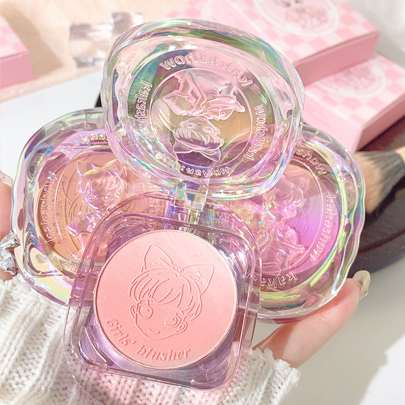 kakashow girl's heart gradient blush brightening color rendering long-lasting natural delicate matte fine flash relief Rouge