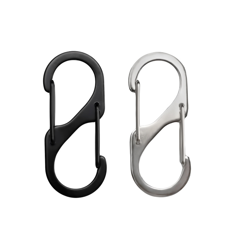 Factory supply S-type stainless steel mountaineering buckle outdoor camping quick hanging buckle multifunctional metal double hanging 8-shaped buckle hook