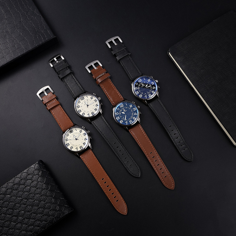 Explosive fashion business belt men's watch casual retro digital dial student quartz watch men wholesale