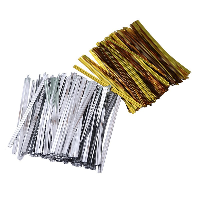 Spot 8cm Cable Tie Wire Binding Line Gold and Silver Tie Wire Wire Packaging Sealing Rope Bread Food Gift Free Shipping