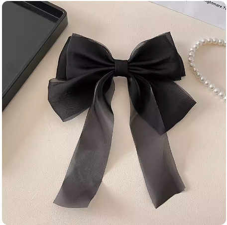 Cream sweet gauze bow hairpin super fairy top clip back head hairpin hair accessories spring clip yiwu wholesale_voghion.com