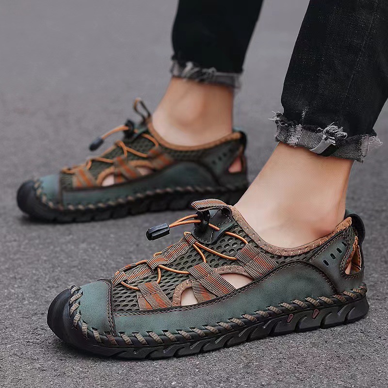 New Men's Sandals Fashion Men's Outdoor Sports Sandals Casual Breathable Leather Beach Shoes Men's