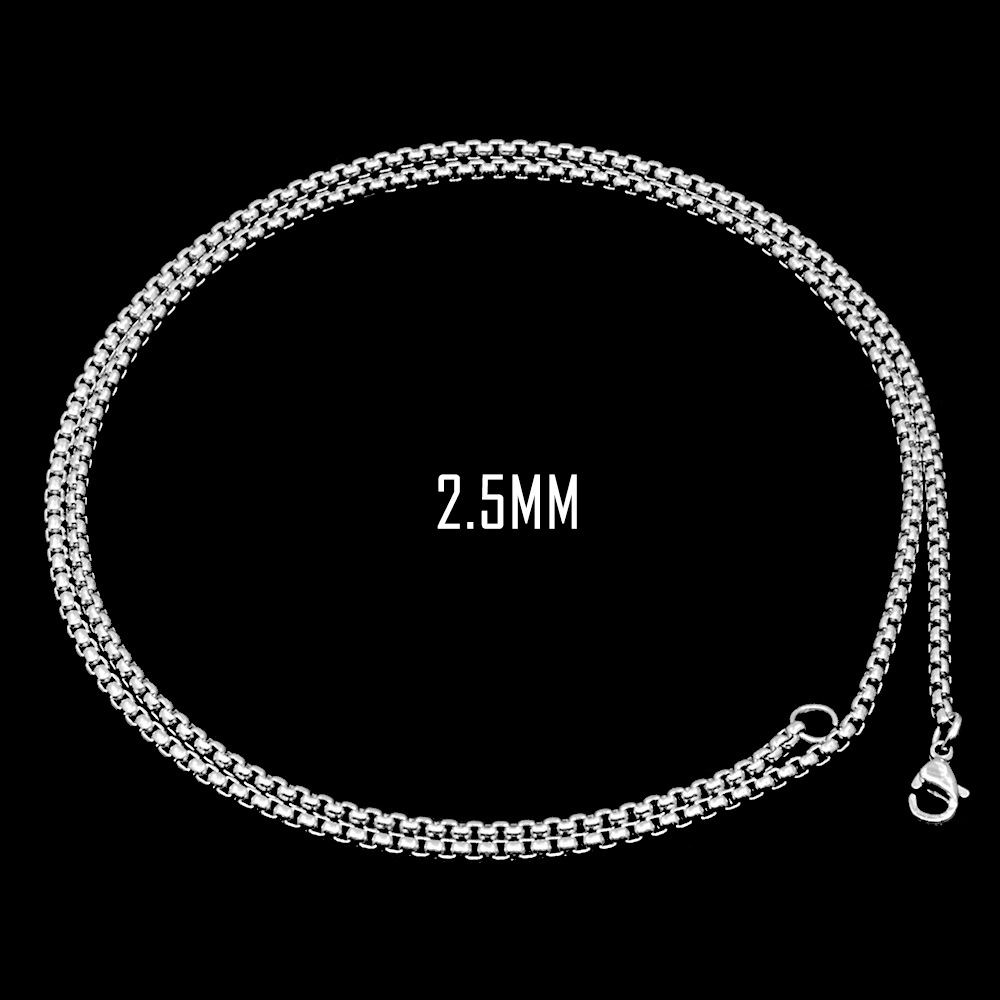 跨境不鏽鋼方形珍珠3.0mm60cm男士項鍊飾品吊墜歐美珍珠鏈