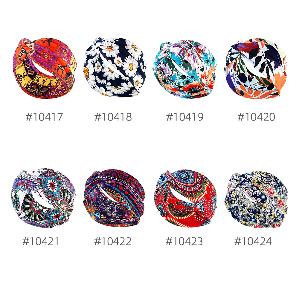 New printed hair band Sports sweat-absorbent elastic hair band Europe and the United States cross-border headband multi-color spot wholesale