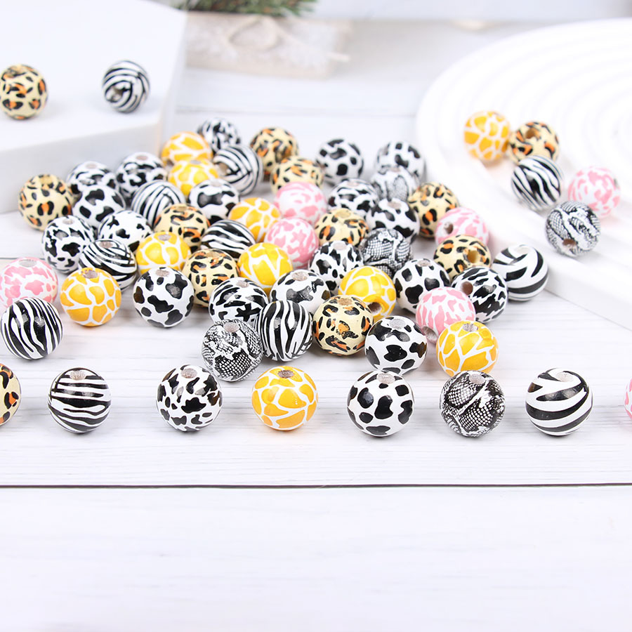 leopard wood beads milk cow wood beads zebra animal wood beads loose beads hemp rope tassel wood beads string diy accessories