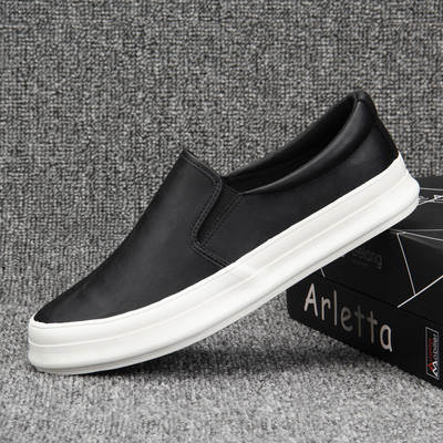 Men's Small Leather Shoes Spring and Autumn New Breathable Casual Fashion Slip-on All-match Trendy Retro Old Beijing Sneakers