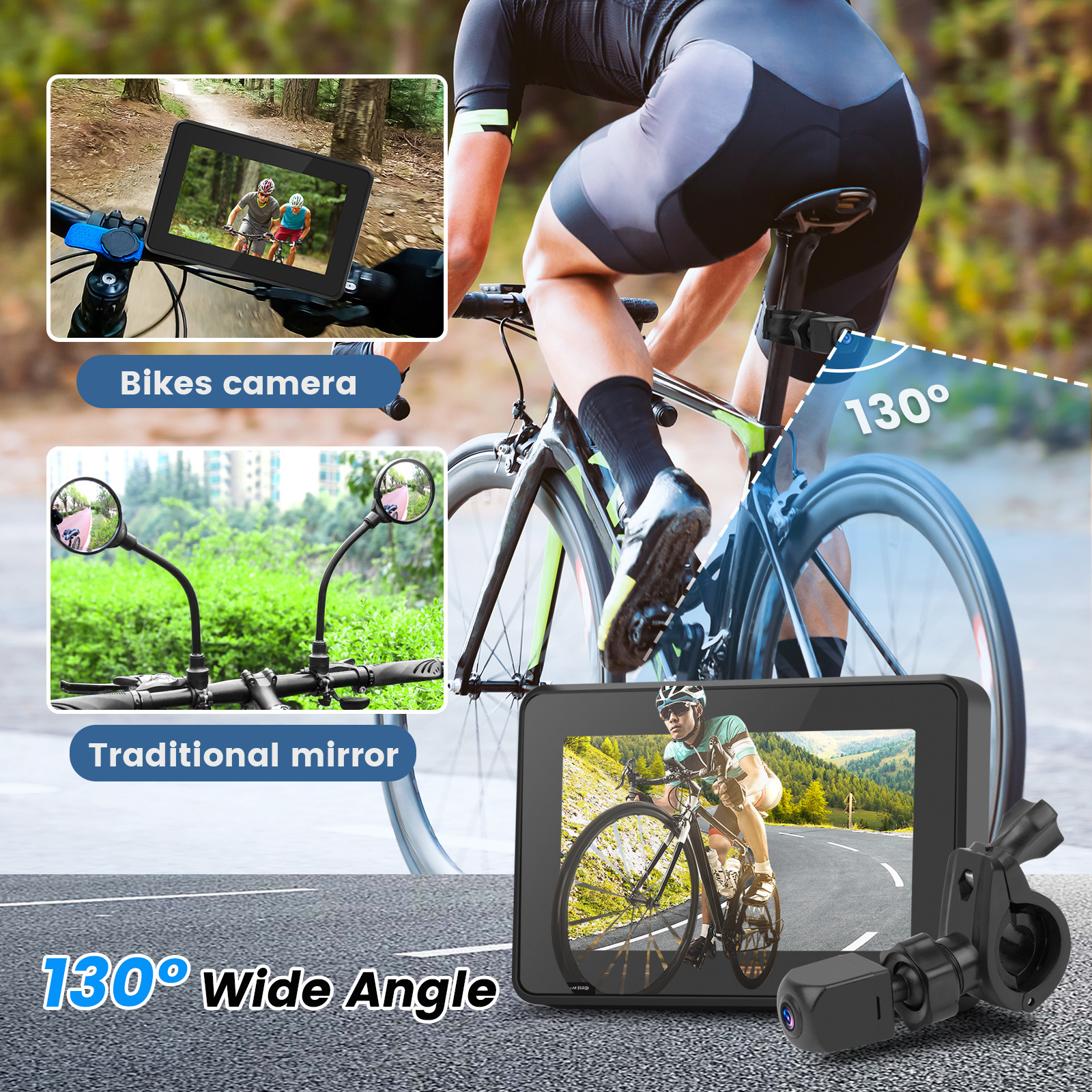 Electric bicycle riding mountain bike rearview mirror HD night vision camera reversing riding electric car Universal
