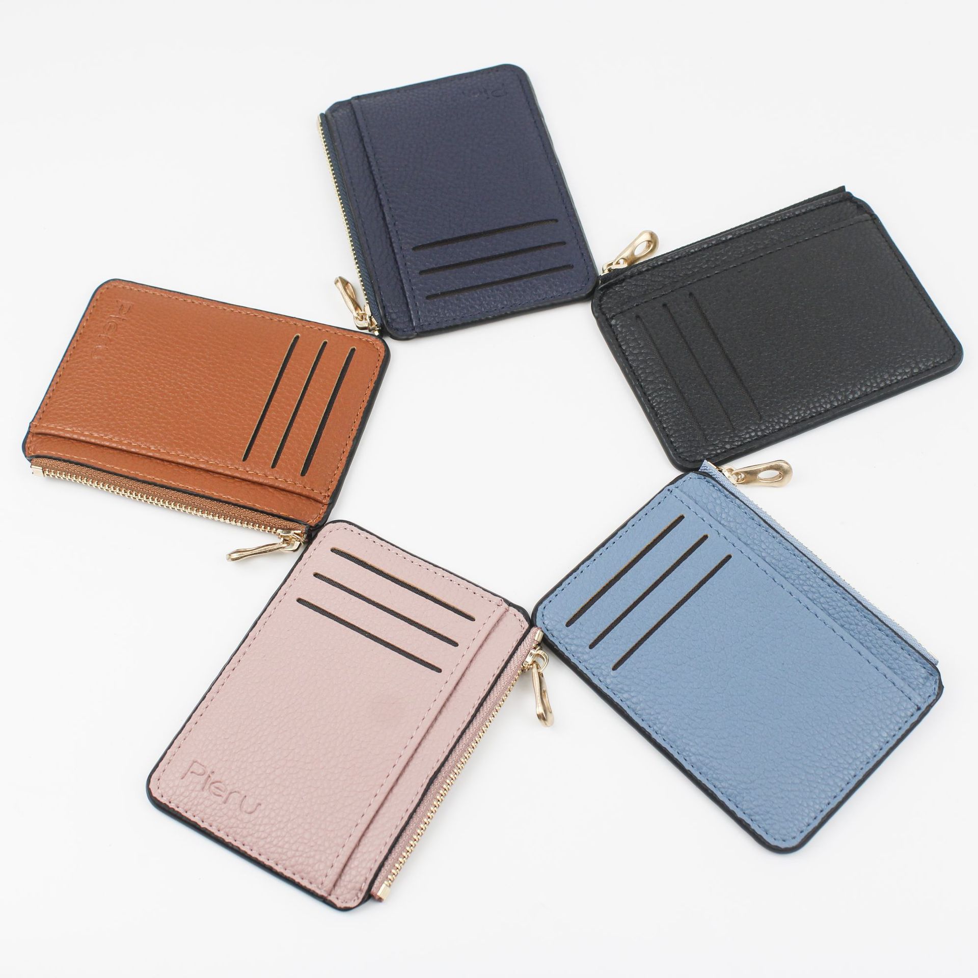 Foreign trade hot new vertical casual card bag zipper multi-card coin purse multi-functional lychee pattern card holder wholesale