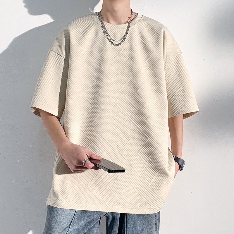 2023 Summer Hong Kong style large size half sleeve bottoming T-shirt men's 350g heavy weight high weight short sleeve jacket factory outlet