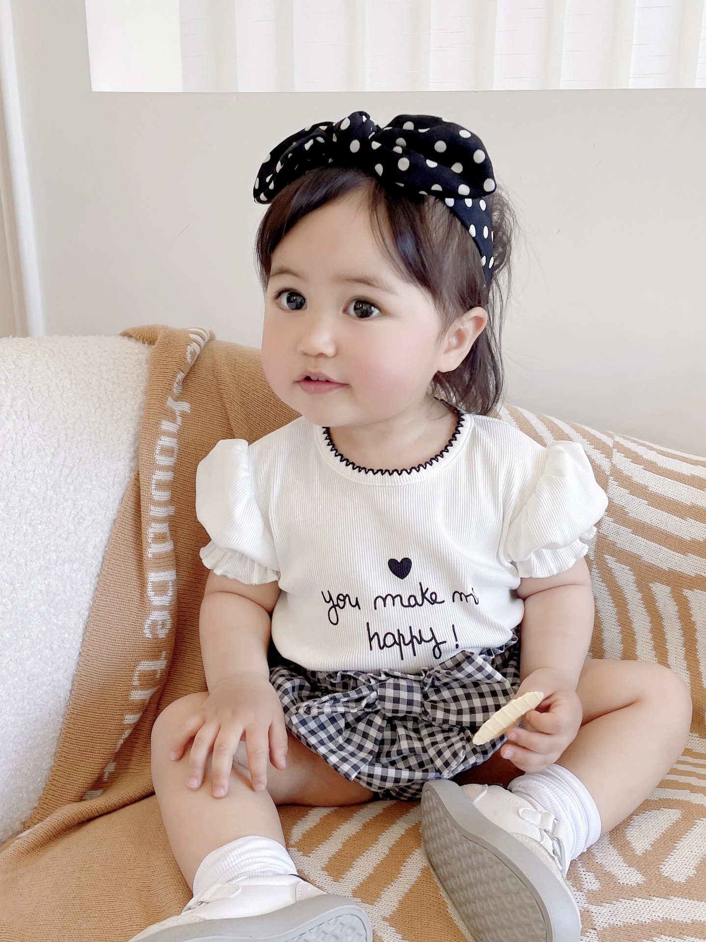 Girls' Flower Bud short-sleeved T-shirt summer 2023 new western style wooden ear baby sweet baby girl's top