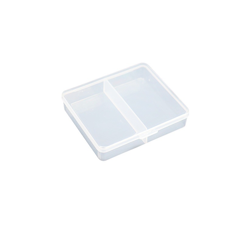 Fixed 2-grid rectangular hardware parts box transparent packing box small storage box covered PP plastic tool accessories