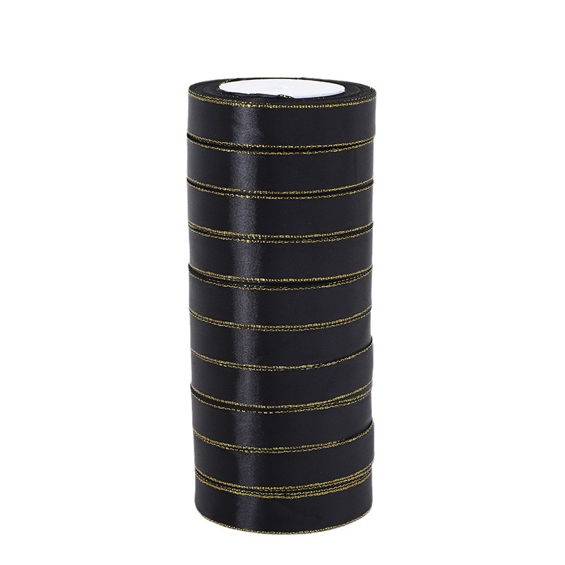 2cm Double Gold Ribbon Gift Flower Packaging Ribbon Ribbon Cake Box Fruit Ribbon 22 m Factory Direct Supply