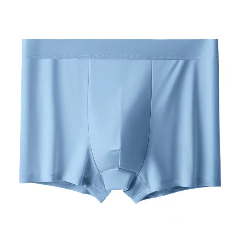 Summer New Men's Solid Color Ice Silk Underwear Graphene Cold Anti-bacterial Breathable Comfortable Skin-friendly Soft Boxers