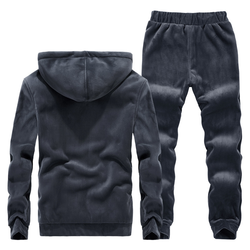 Winter Silver Fox Velvet Suit Men's Hooded Velvet Sweater Middle-aged and Elderly Velvet Suit Fashion Trendy Casual Clothing for Men